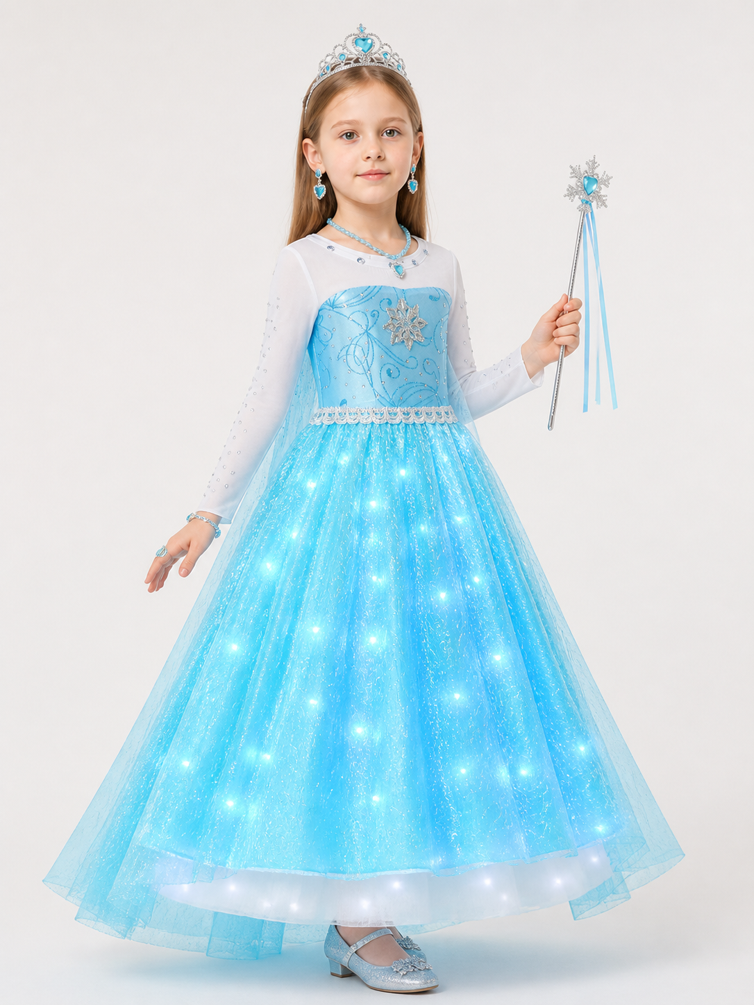 Glowing Snow Princess Halloween Carnival Costume side view