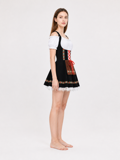 Dress with puff sleeves and an apron for a beer festival side view