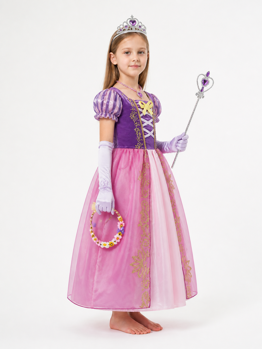 Princess Costume with Full Skirt and Crown side view