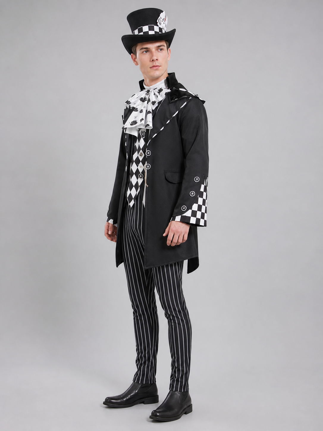 Gothic Magician Costume with Top Hat for Halloween