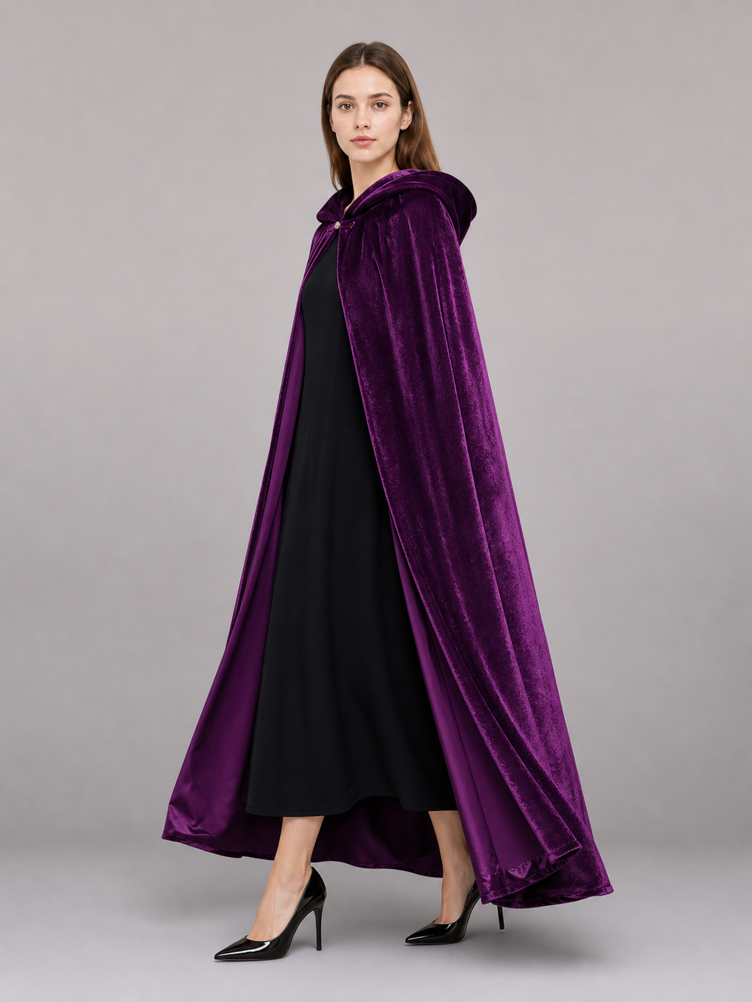 Purple Hooded Costume Cloak