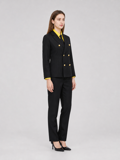 Sanji Wano Cosplay Costume: Black Double-Breasted Suit