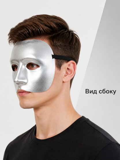 Silver Carnival Half-Mask for Halloween side view