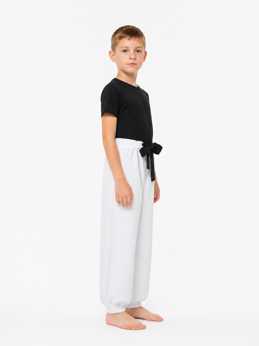 JJK Black-and-White Cosplay Costume with Belt and Wide-Leg Pants side view