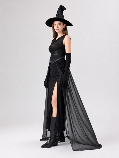 Halloween Witch Costume with Hat and Gloves