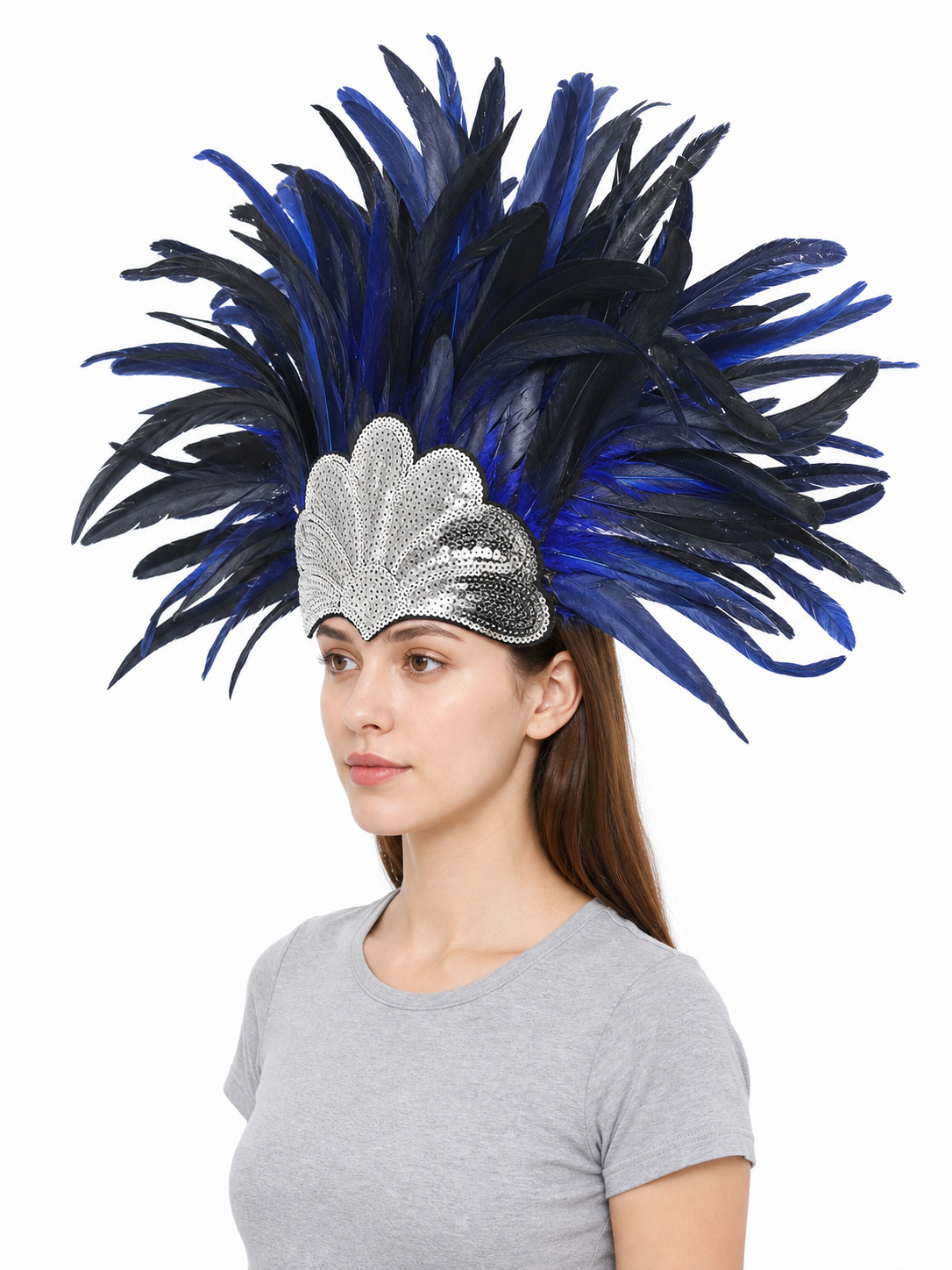 Carnival Headpiece with Blue Feathers