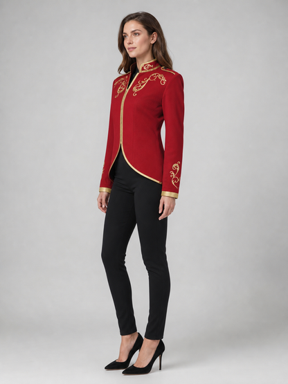 Embroidered Cosplay Jacket, Red with Gold