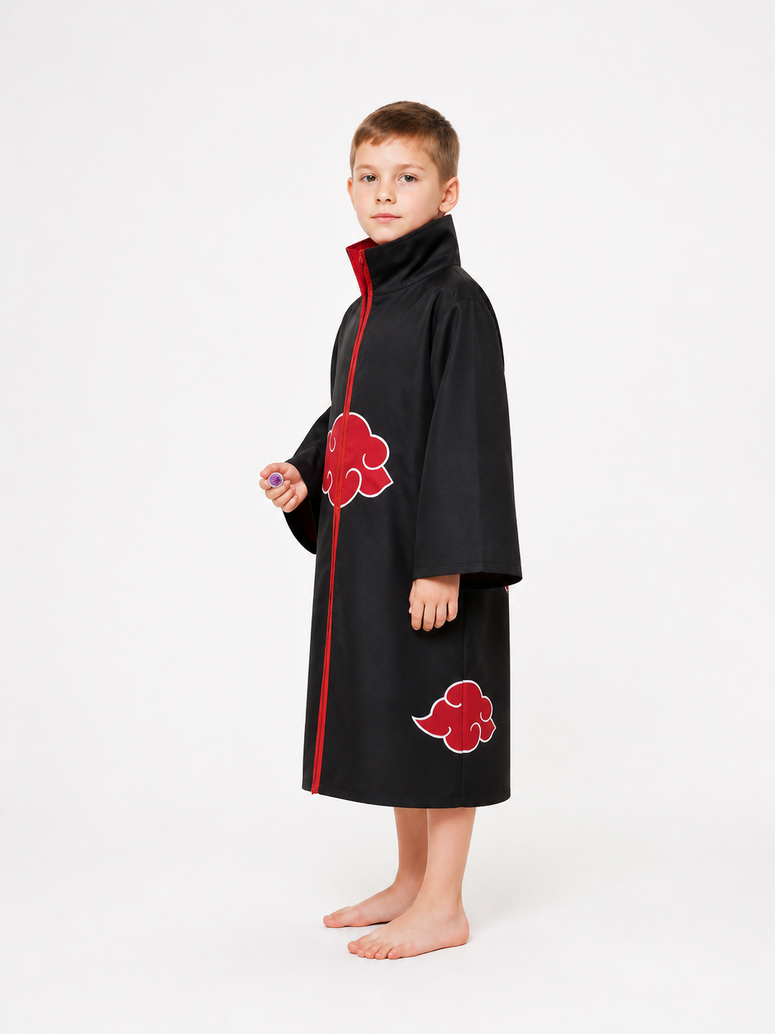 Children’s Naruto Akatsuki Costume, Cloak with Red Clouds side view