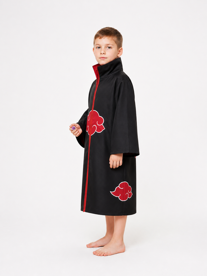 Children’s Naruto Akatsuki Costume, Cloak with Red Clouds side view