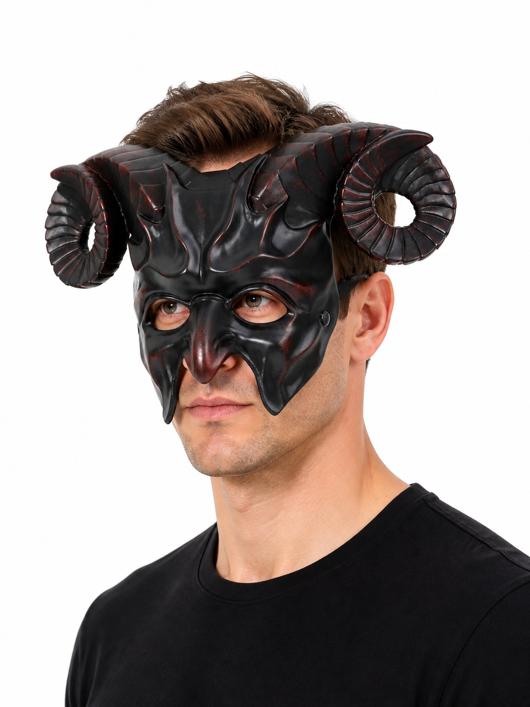 Black ram horn carnival mask product view 21