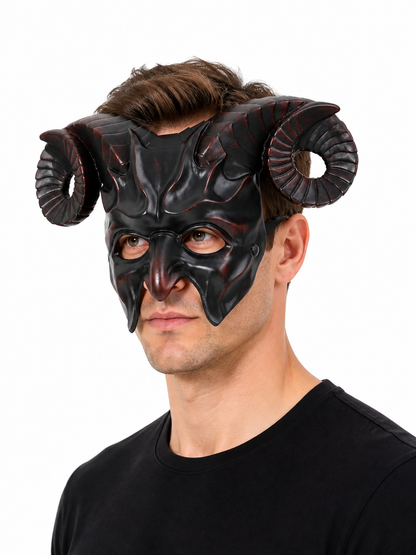 Black ram horn carnival mask product view 21
