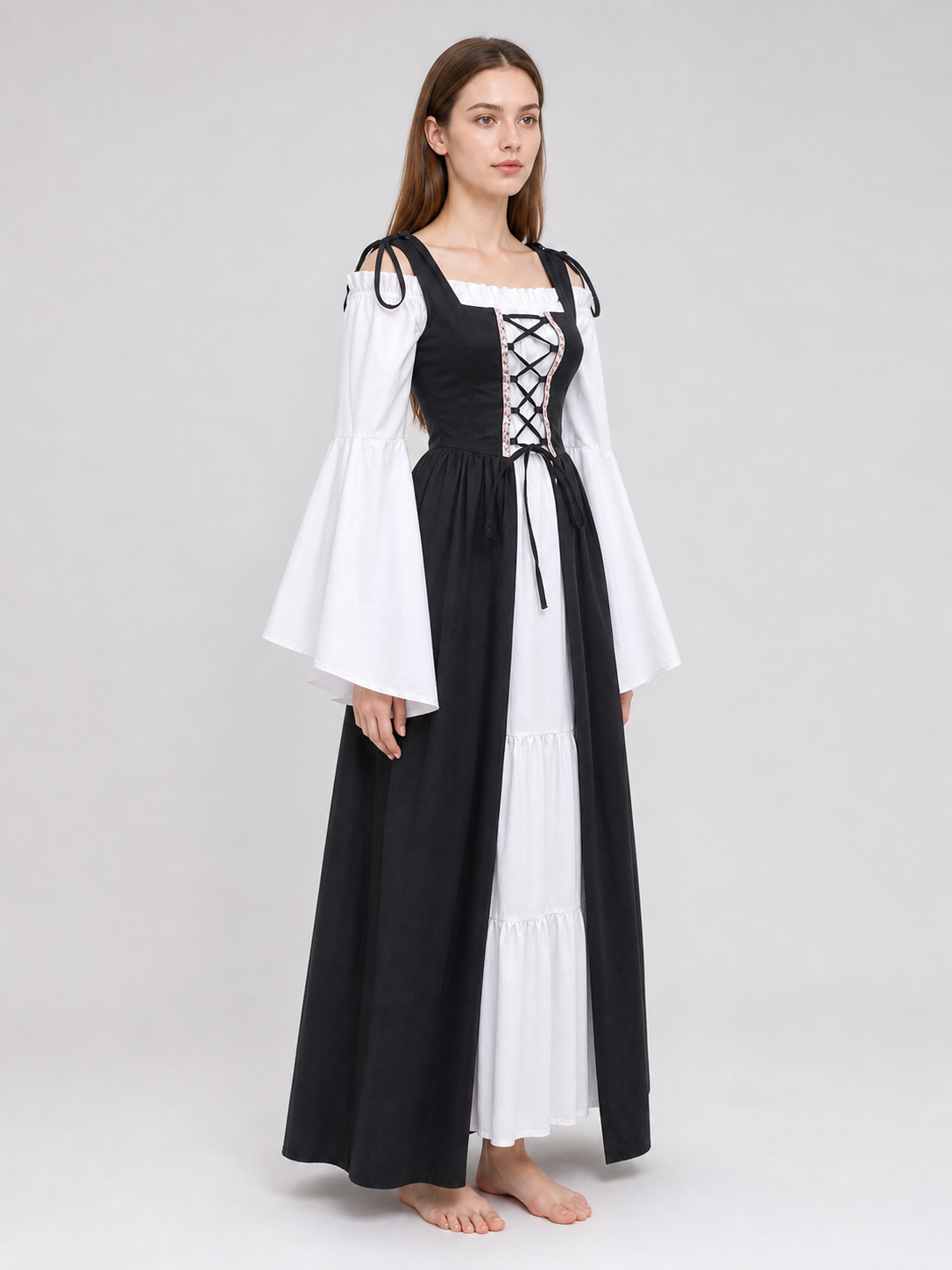 Gothic Medieval Dress with Corset Bodice