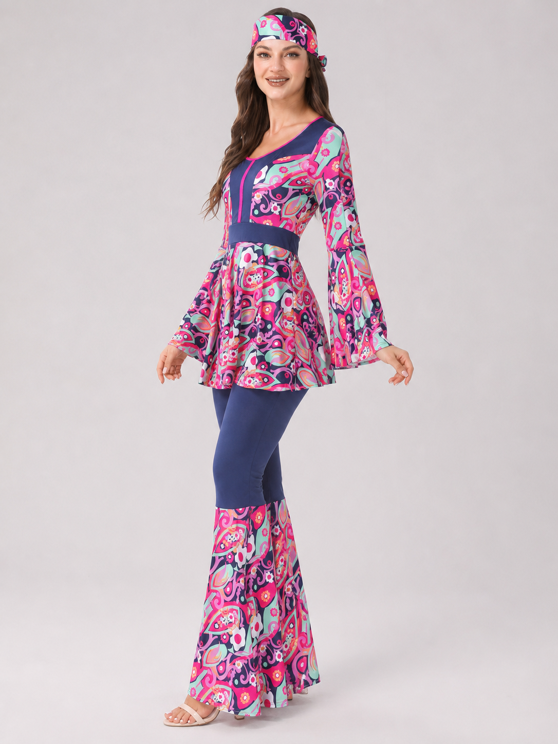 Retro Stage Costume: Top and Flared Pants side view