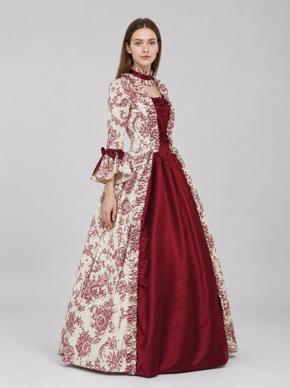 Vintage Dress with an Ornate Pattern and Full Sleeves