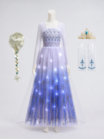 Snow Queen Costume with LEDs side view