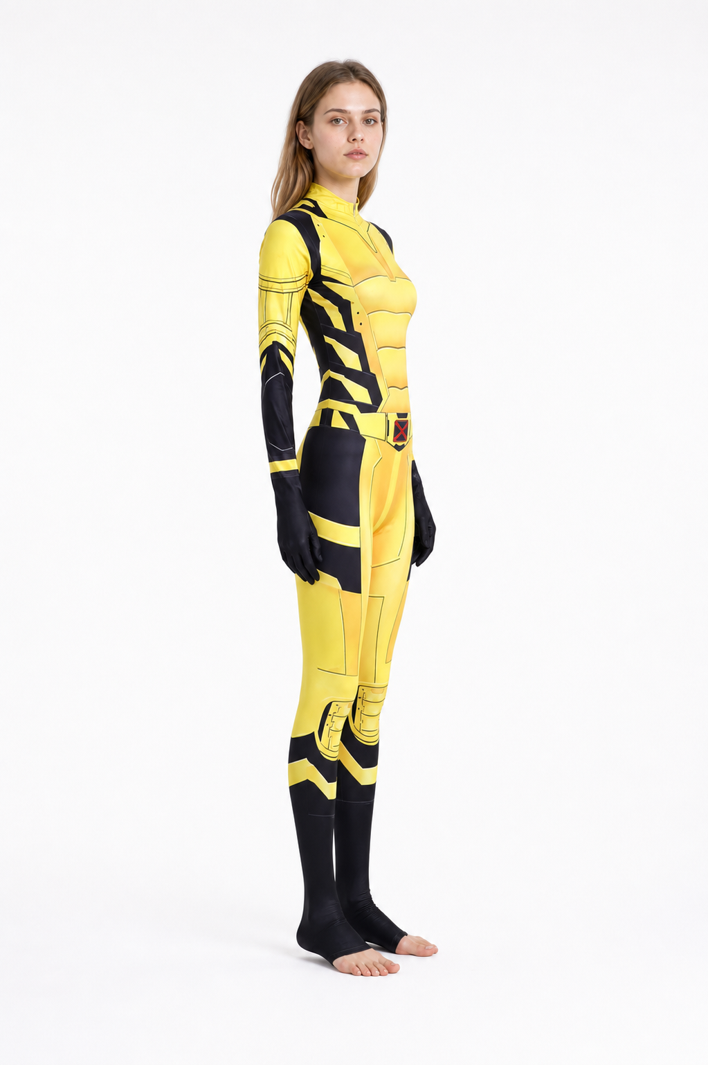 Wolverine Jumpsuit, Black and Yellow with Belt side view