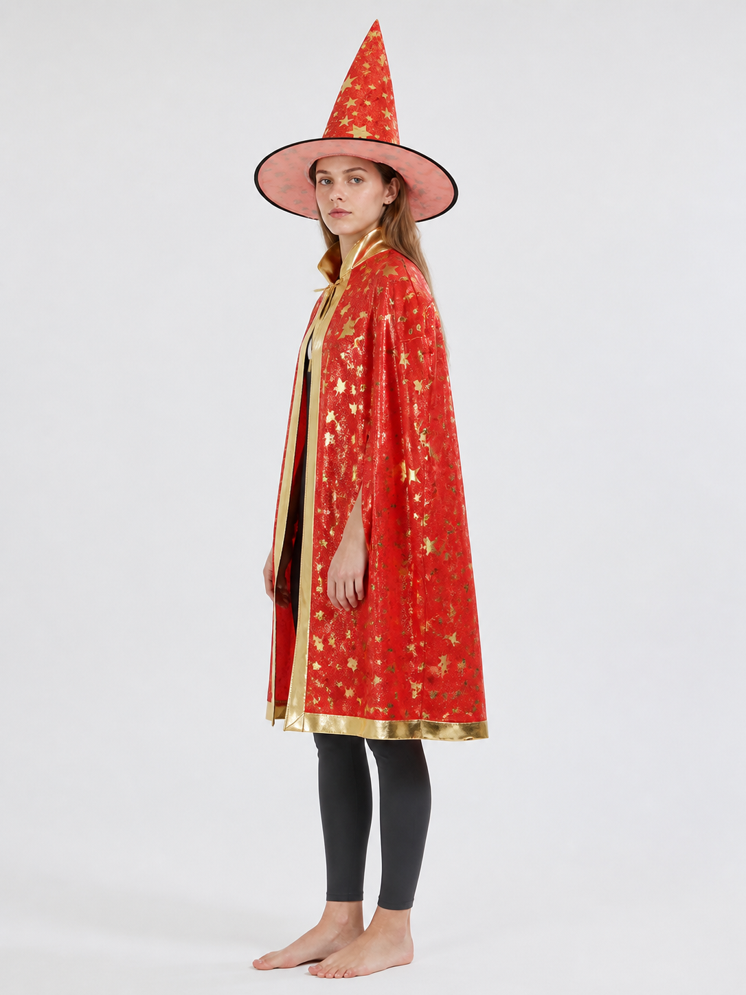 Carnival Costume with Cape and Pointed Hat side view