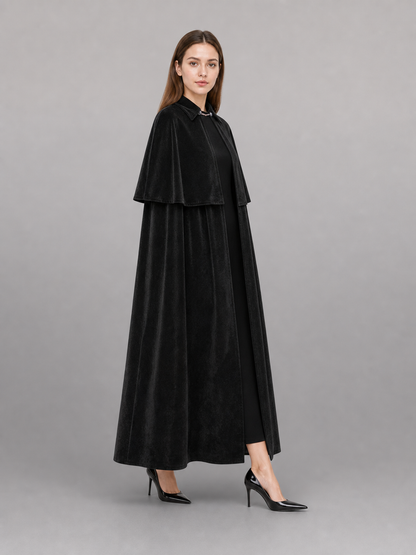 Black Gothic Costume Cloak with Collar