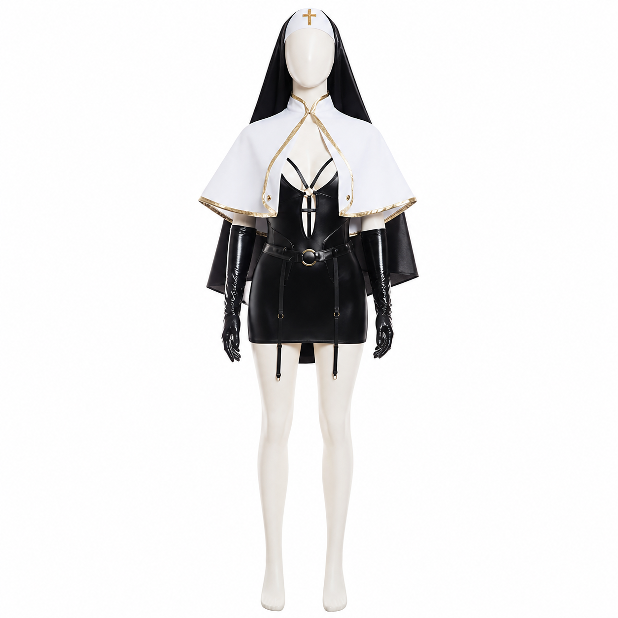 Halloween Cosplay Costume with Cross and Cape side view