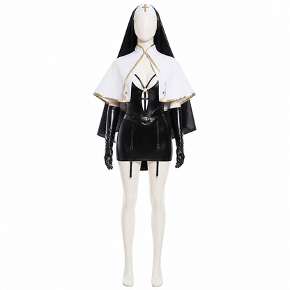 Halloween Cosplay Costume with Cross and Cape side view