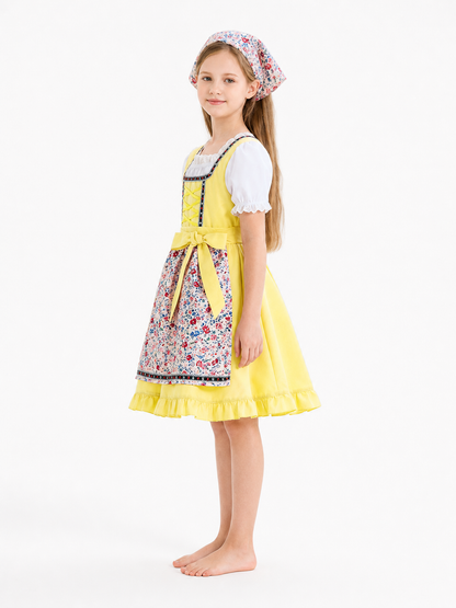 Dirndl Dress with Apron and Headscarf for Oktoberfest