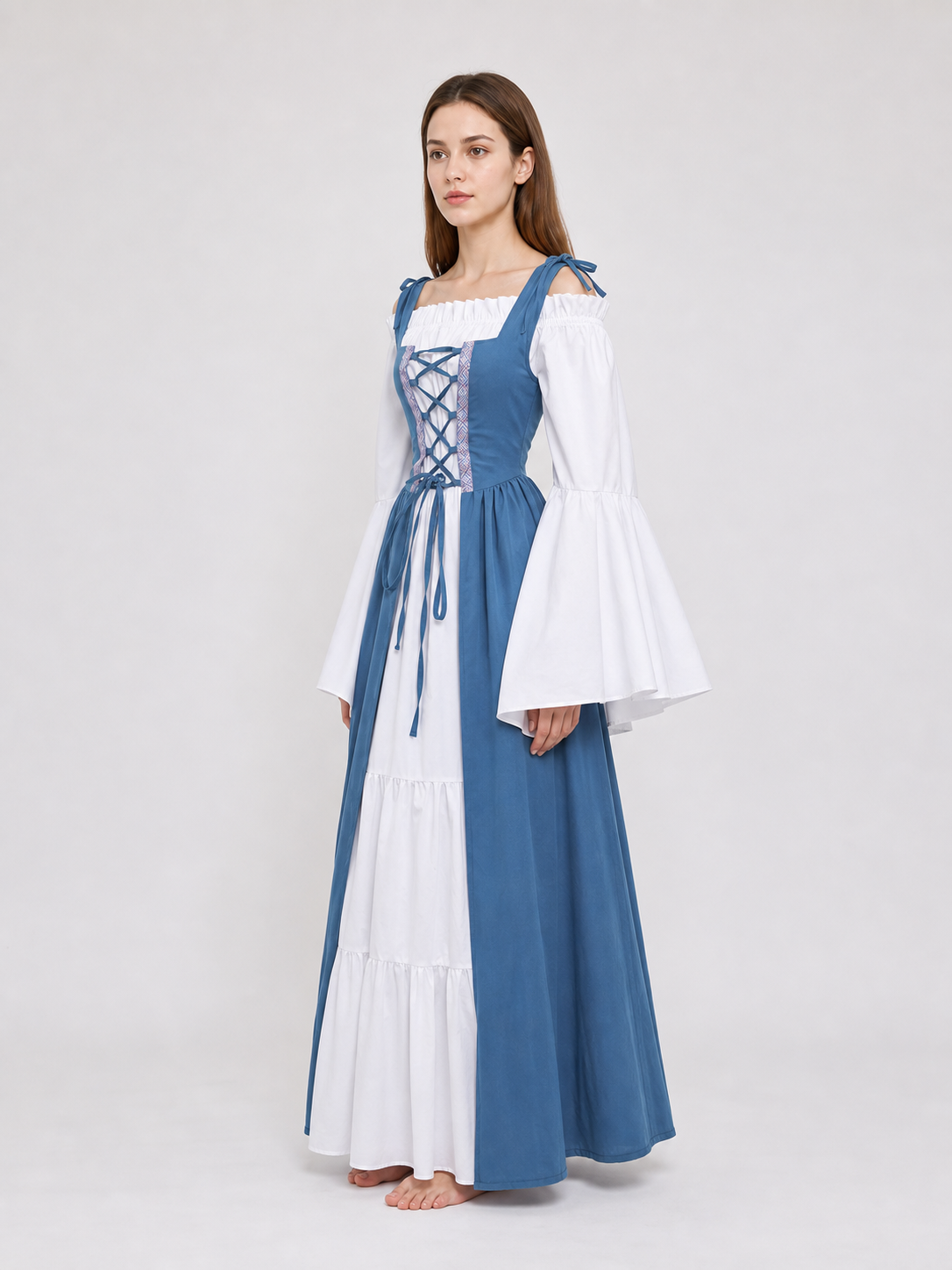 Medieval-Style Dress with a Square Neckline