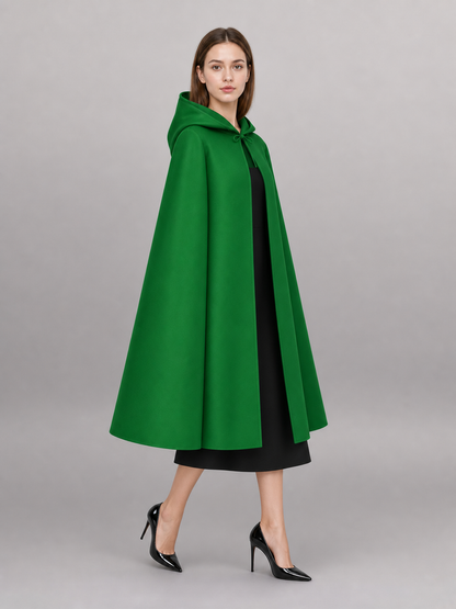 Long Green Carnival Cloak with Hood