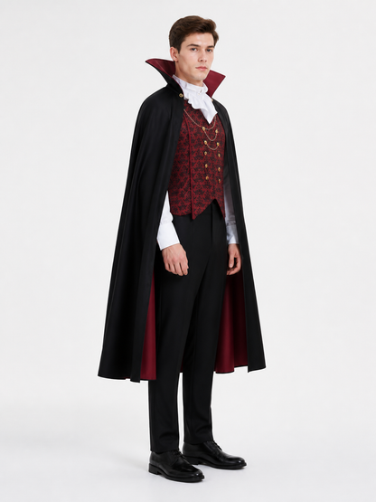 Cosplay Costume with Cape, Vest, and Pants side view