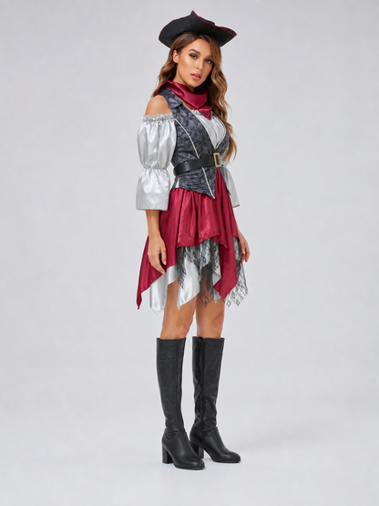 Pirate Costume with Vest and Asymmetrical Skirt