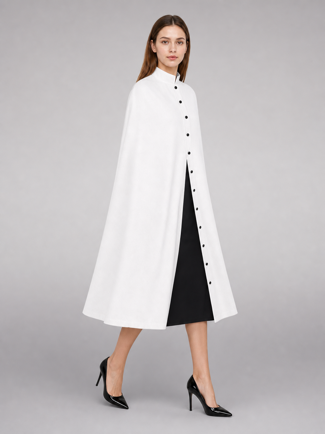 White Hooded Carnival Cloak for a Costume Look
