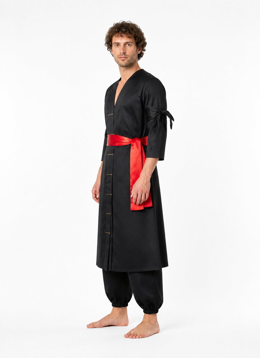 Zoro Cosplay Costume, Black with Red Belt side view