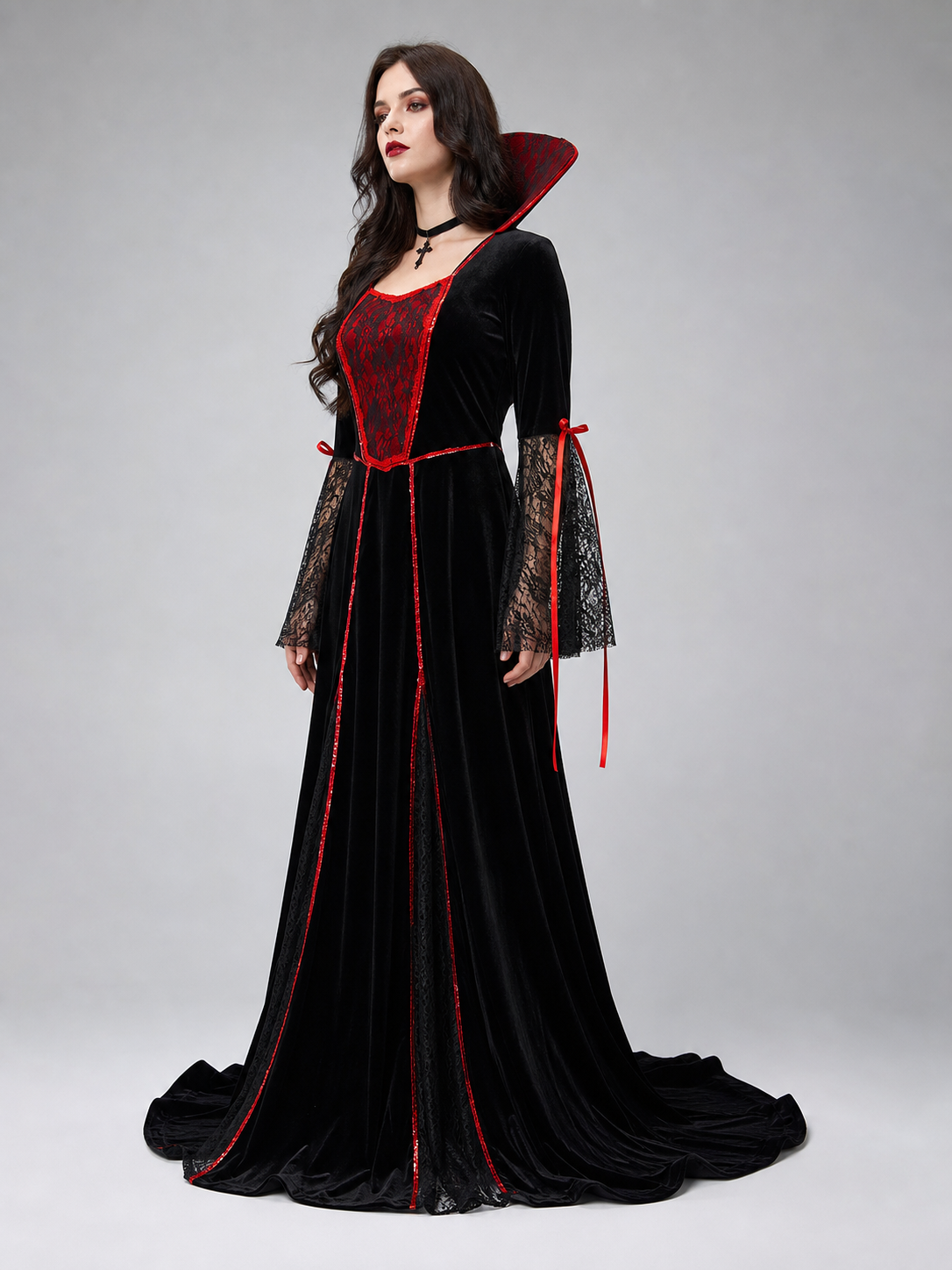 Gothic Cosplay Dress Costume with Choker