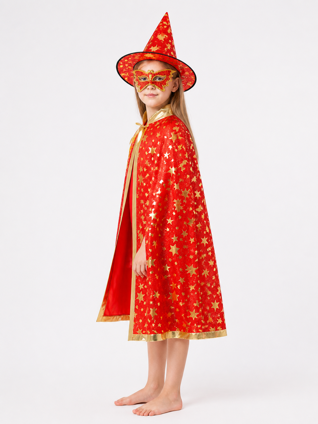 Kids' Halloween Cape with Hat and Mask side view