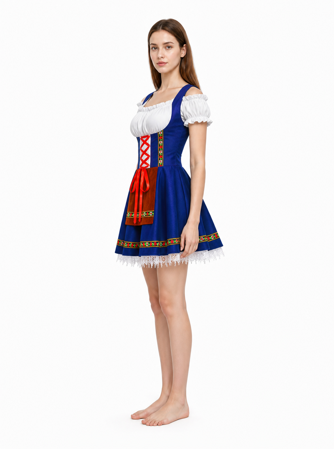 Traditional Costume with Apron and Full Skirt side view