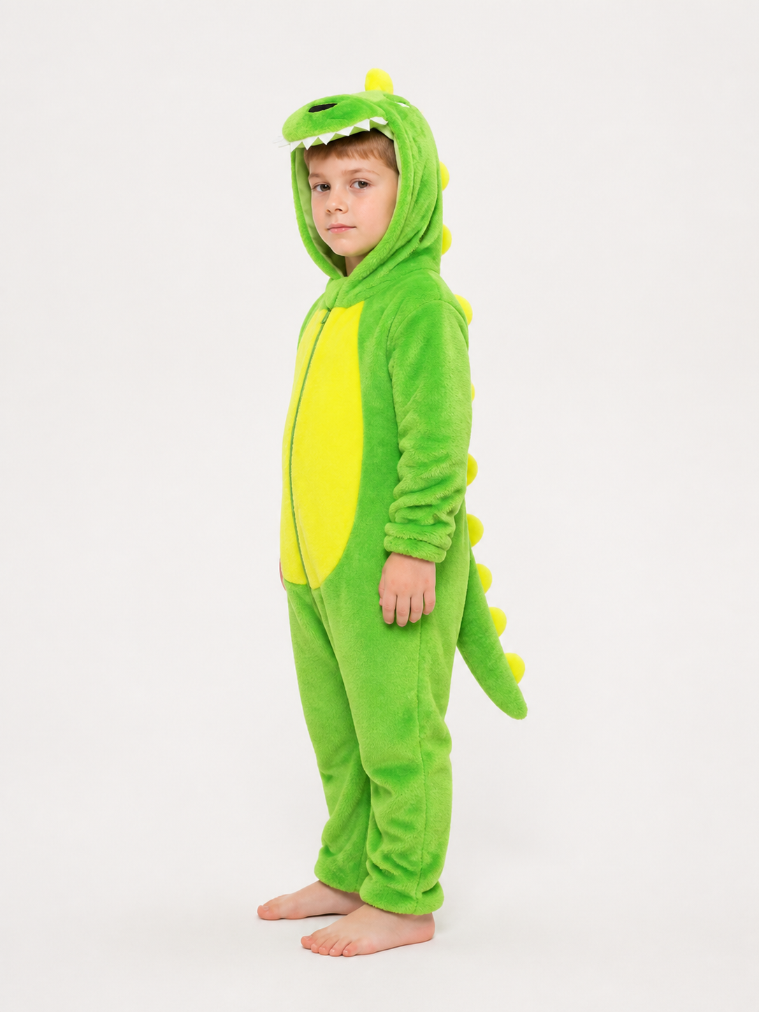 Dinosaur Kigurumi with Tail and Hood for Kids side view
