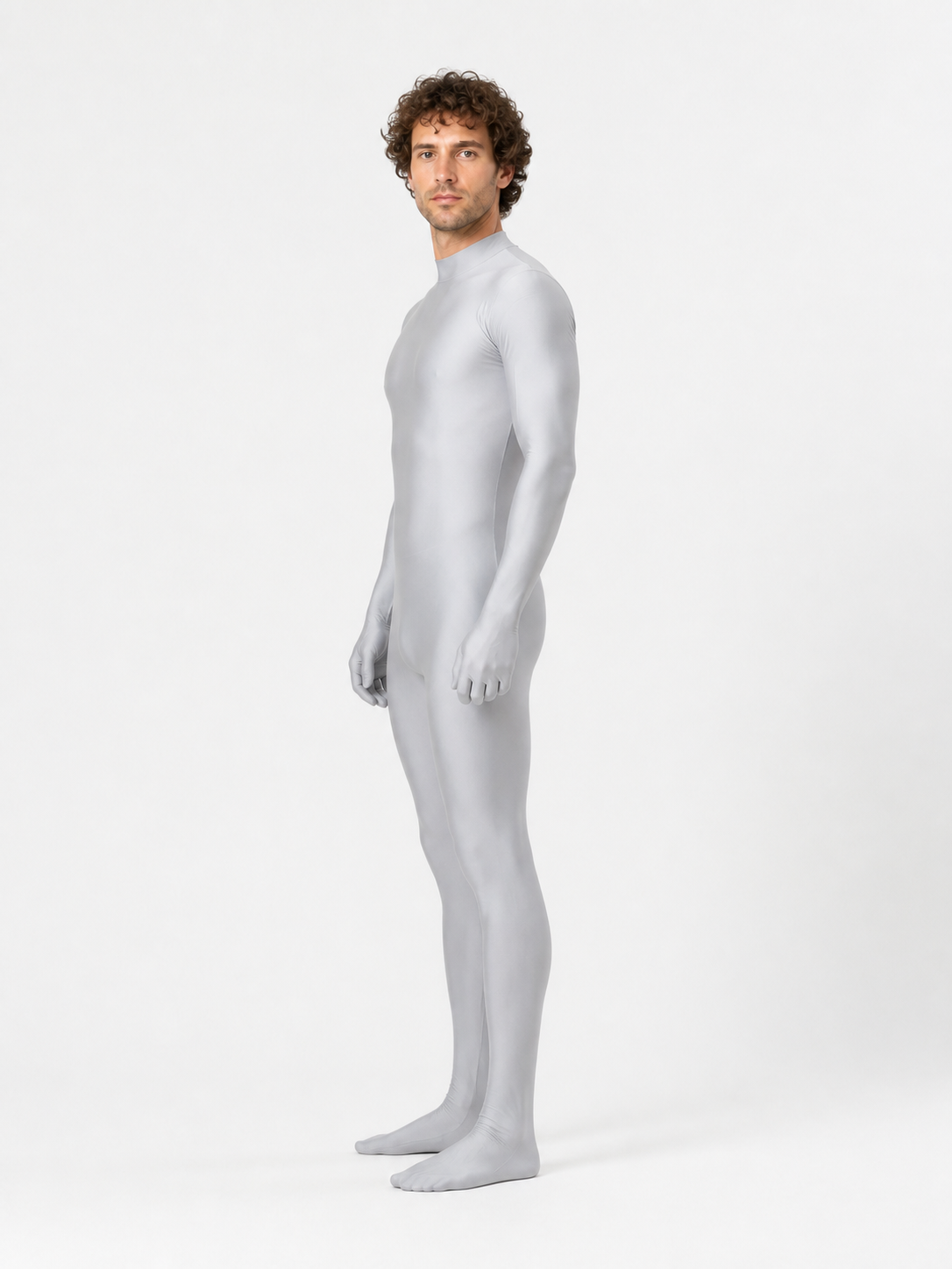 Light Gray High-Neck Dance Jumpsuit side view