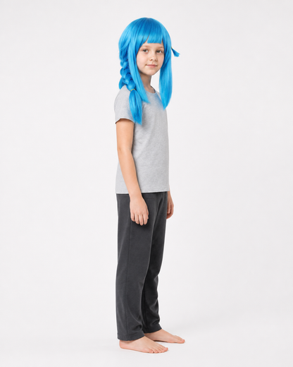 Blue Long Jinx Wig with Braids and Bangs