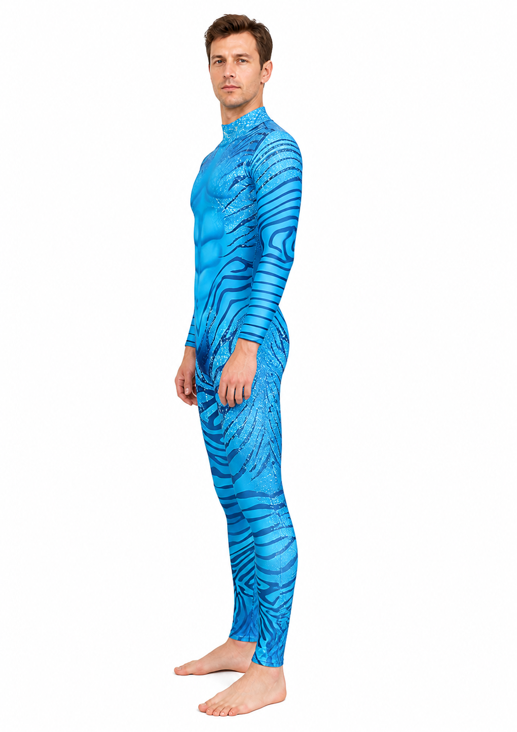 Avatar 3 Cosplay Costume, Blue Jumpsuit side view