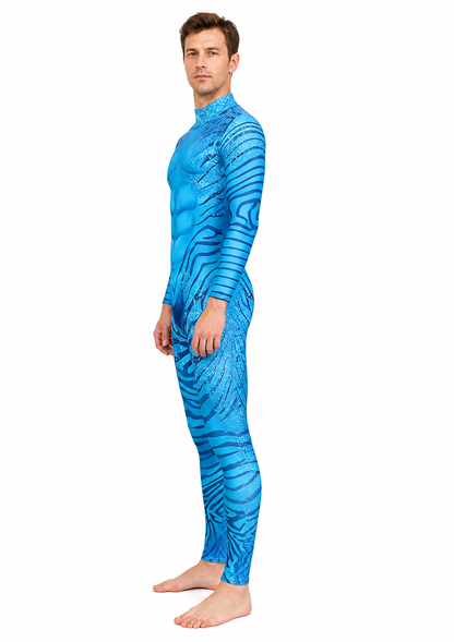 Avatar 3 Cosplay Costume, Blue Jumpsuit side view