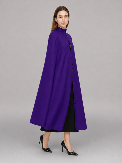 Long Purple Hooded Robe with Collar