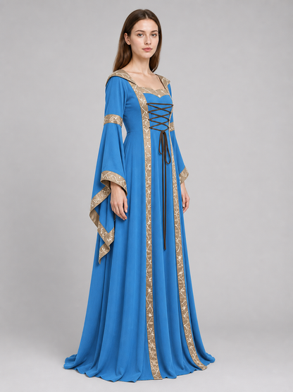 Medieval Hooded Lace-Up Dress