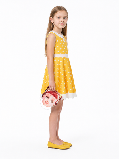Children's Polka-Dot Dress with Gabby Mask for Halloween side view