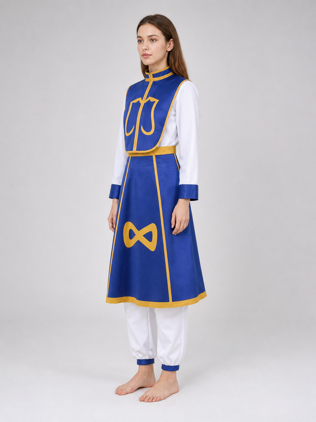 Kurapika Cosplay Costume with Blue Outfit and Gold Details