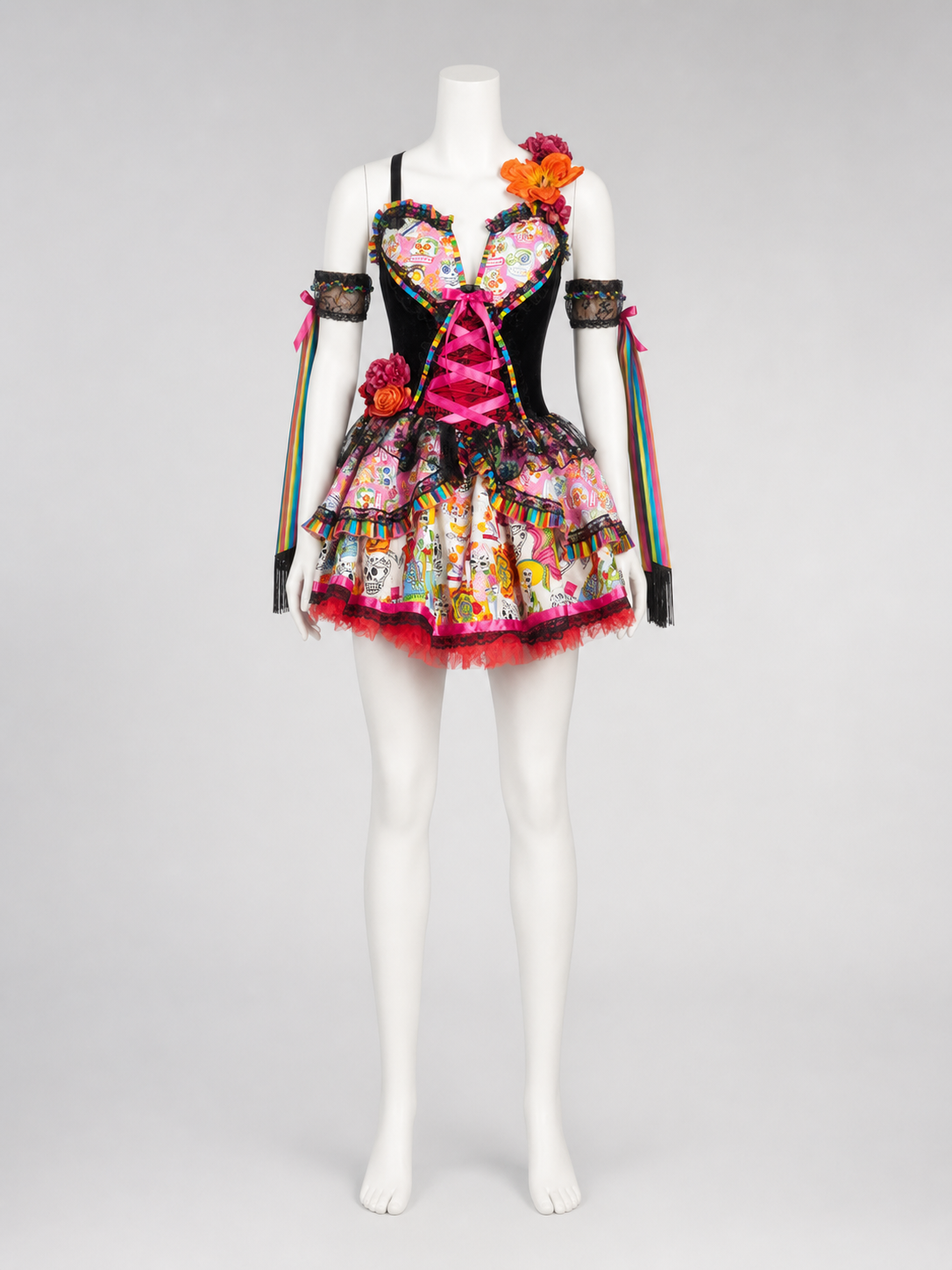Halloween Costume Set: Dress with Cape, Skeleton Print