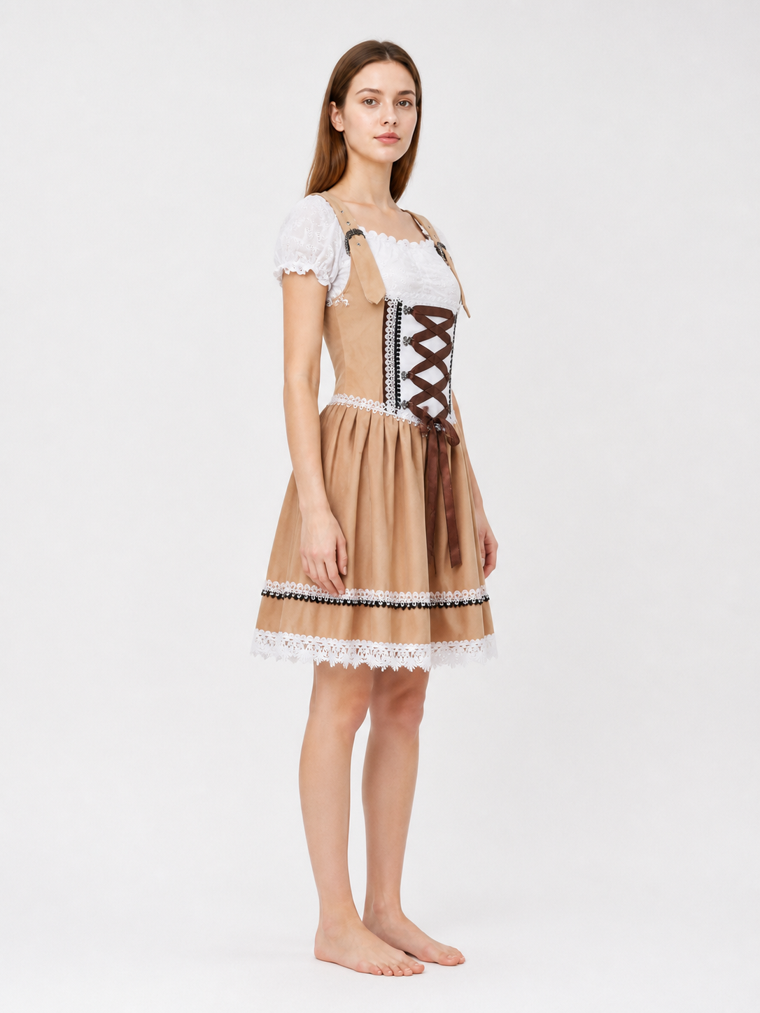 Bavarian-Style Dress with Lacing and Lace side view