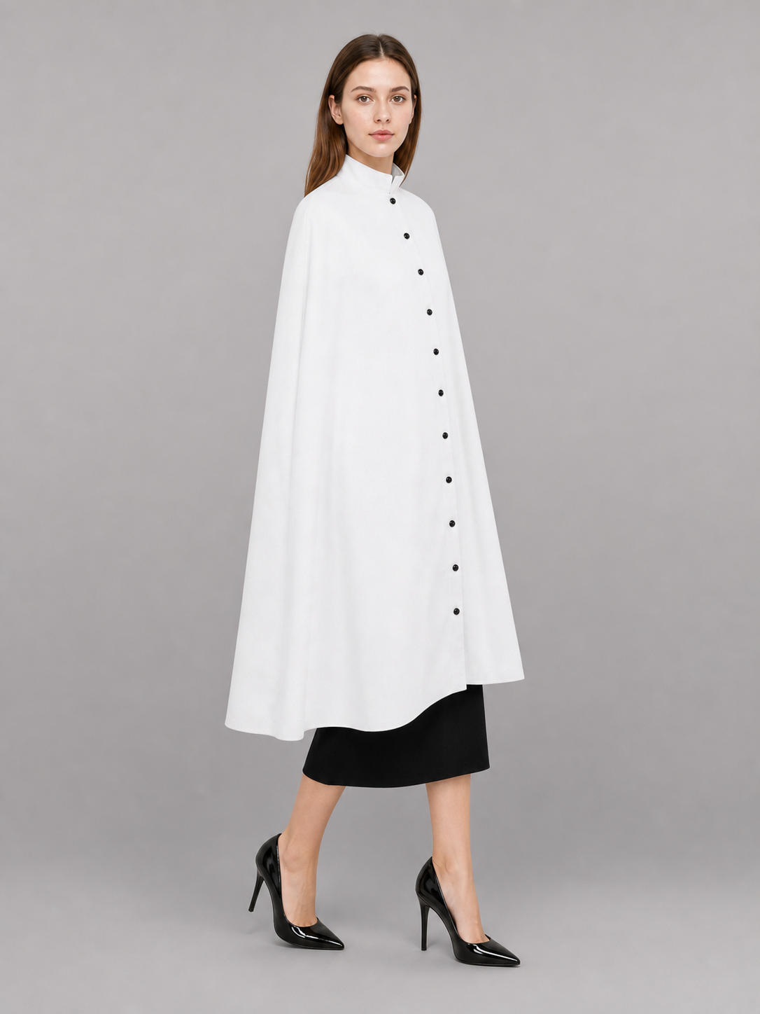 White Hooded Carnival Cloak for a Costume Look