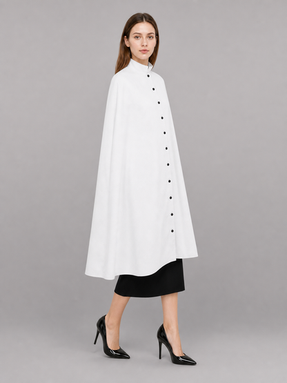 White Hooded Carnival Cloak for a Costume Look