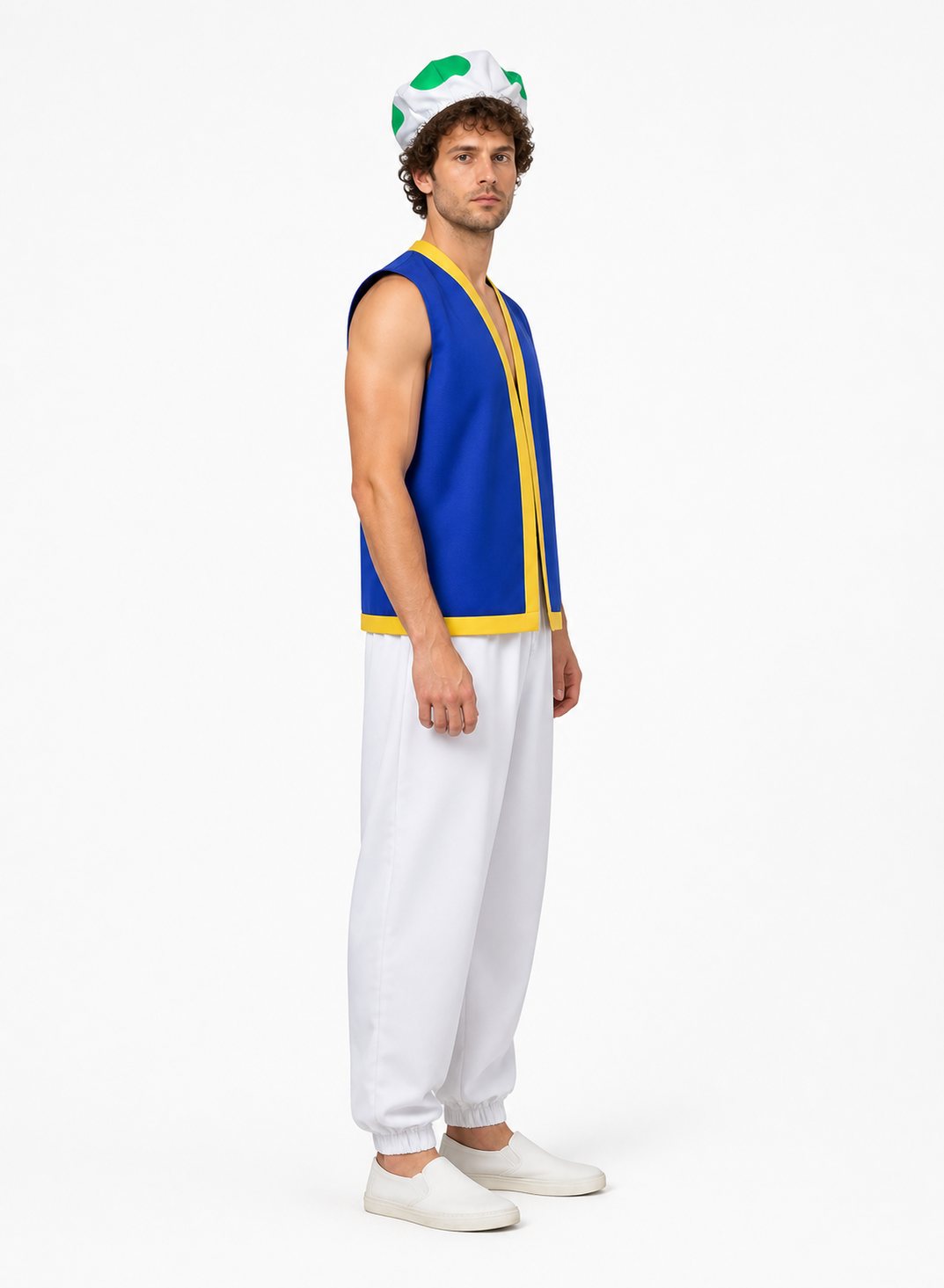 Character Costume with Sleeveless Top, Pants, and Hat side view