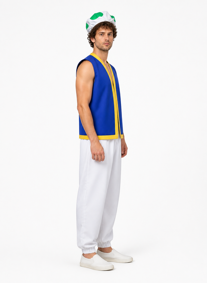 Character Costume with Sleeveless Top, Pants, and Hat side view