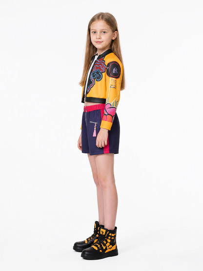 Stage Costume: Jacket and Shorts with Multicolor Print side view